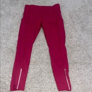 Lululemon Red Leggings with Reflective Detail